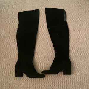Black suede over the knee boots